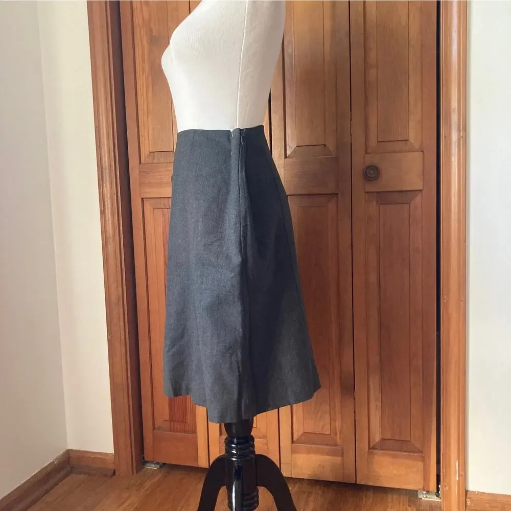 J. Crew Grey Wool A-line Skirt, Size 2